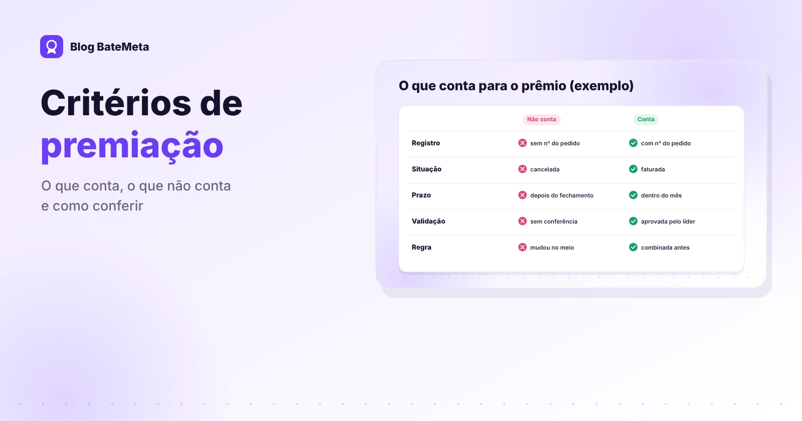 Regras de premiação com o que conta e o que não conta para o prêmio