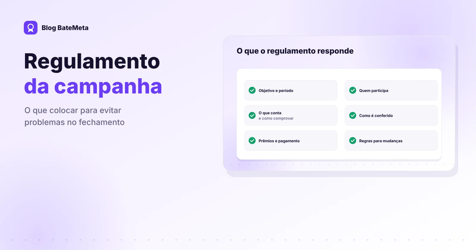 Documento de regulamento de campanha de incentivo com seus principais itens